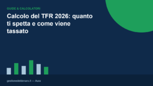 Illustrazione con grafico a barre e simboli finanziari sul calcolo del TFR