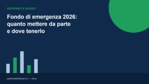 Illustrazione piatta con grafico a barre e titolo sul fondo di emergenza, palette blu navy e verde