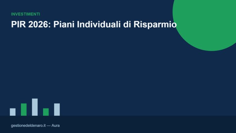 Copertina: PIR 2026, Piani Individuali di Risparmio